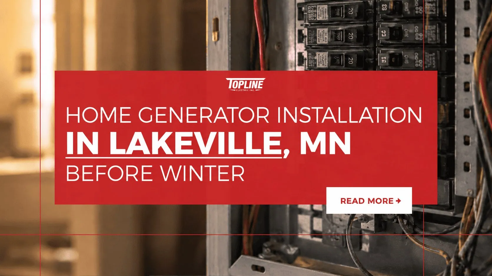 Home generator installation in Lakeville MN beside a snow-covered